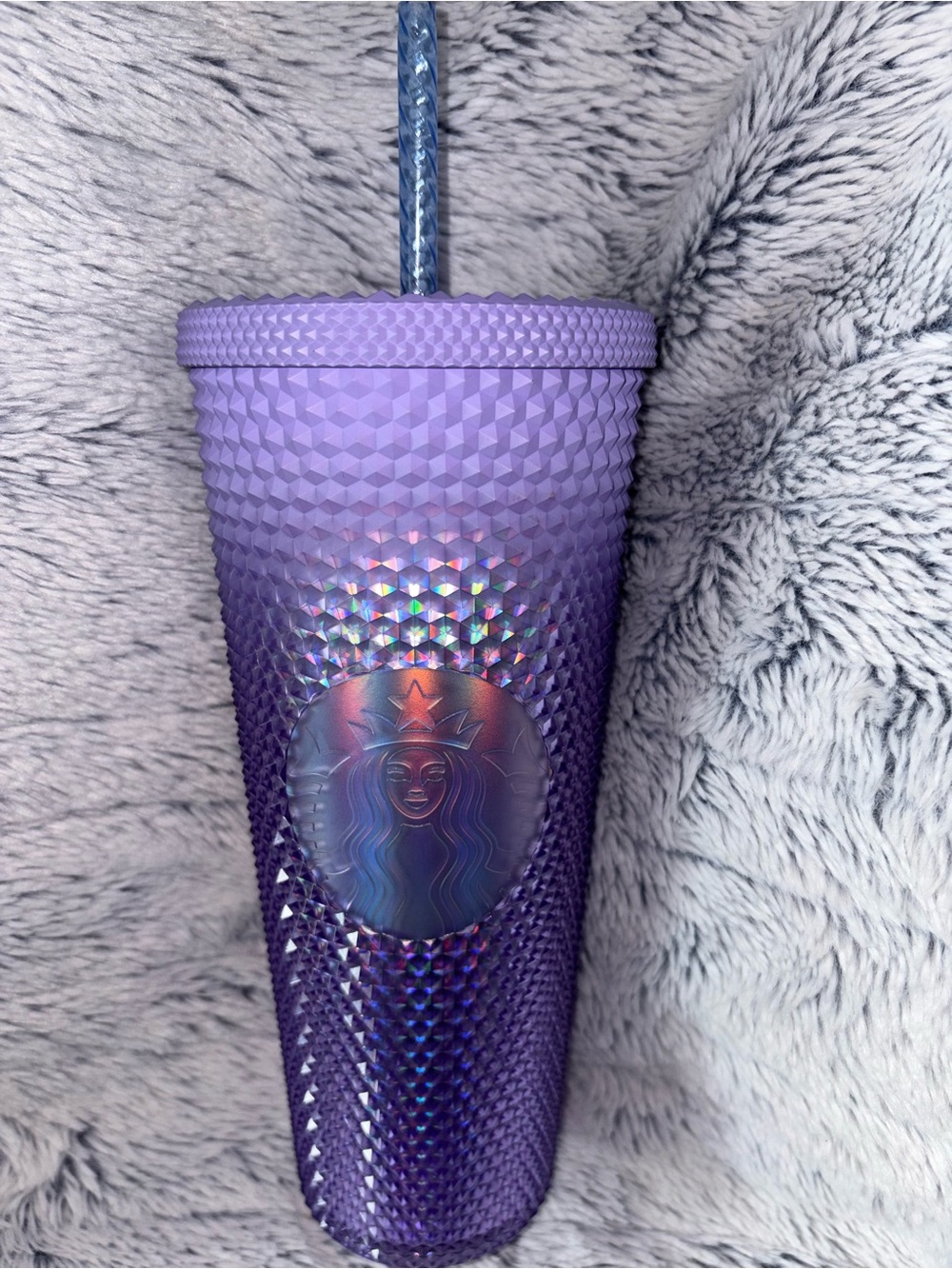 Starbucks Iridescent Purple Studded Tumbler with Blue Holographic Logo